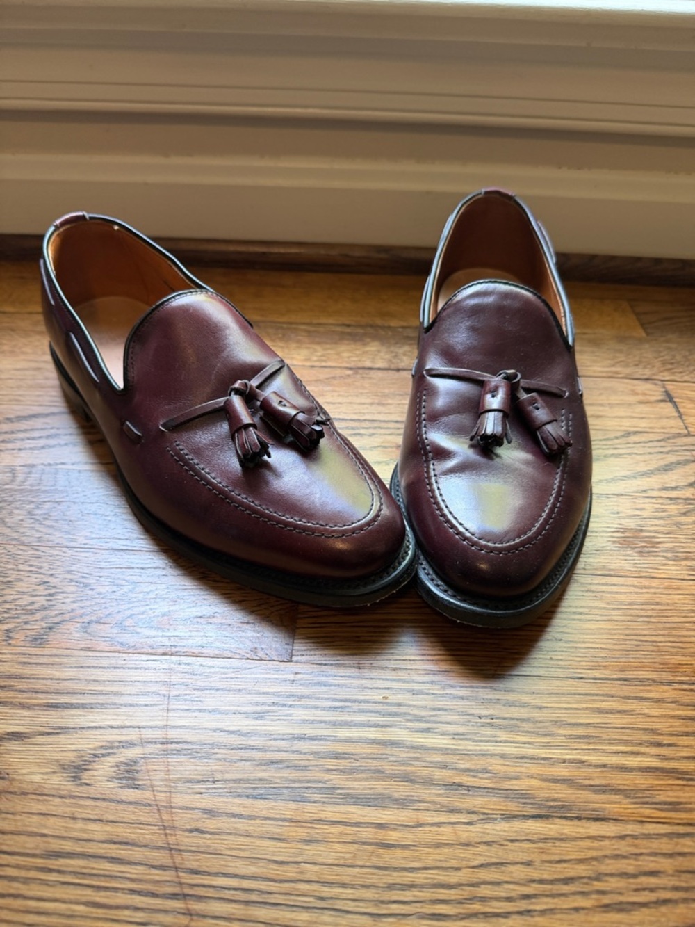 Allen Edmonds Burgundy Tassel Loafers